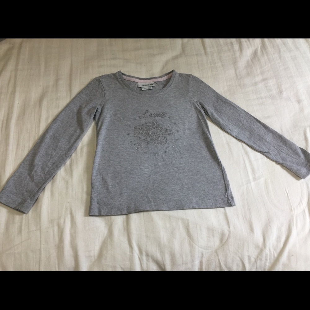 Gray Lacoste Long sleeve shirt for girls.